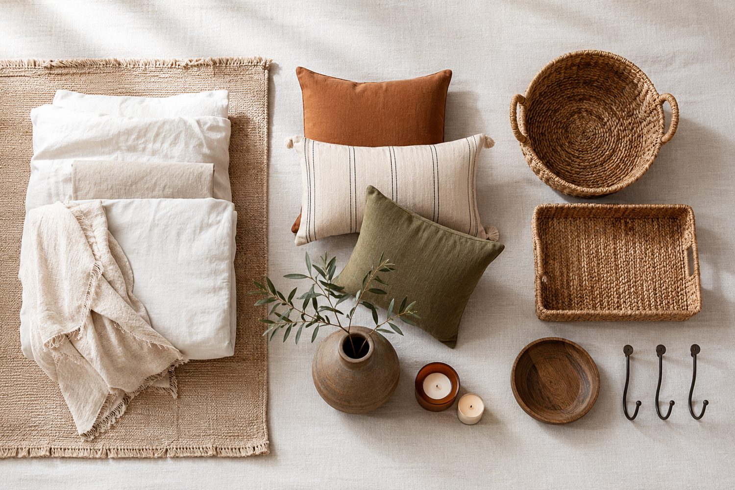 Base, accent and finishing home pieces grouped into three styling layers